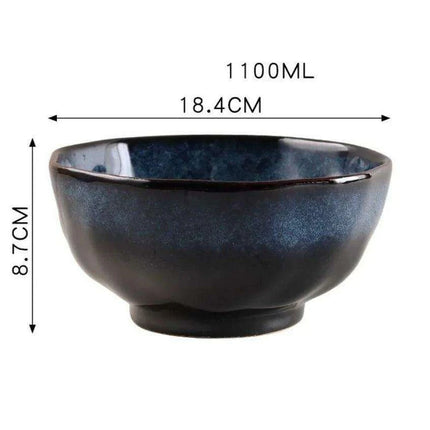 Elegant Nordic Blue Stoneware Dining Set - Safe for Microwave and Dishwasher