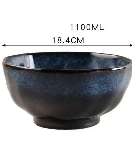 Elegant Nordic Blue Stoneware Dining Set - Safe for Microwave and Dishwasher