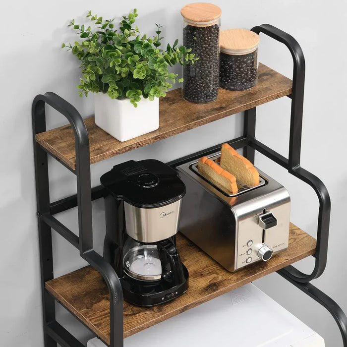 4-Tier Kitchen Bakers Rack with Storage Shelf - Microwave Stand and Spice Organizer