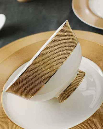 Luxurious Japanese Dining Set with Elegant Gold Ceramic Utensils for Elevated Mealtime Experience