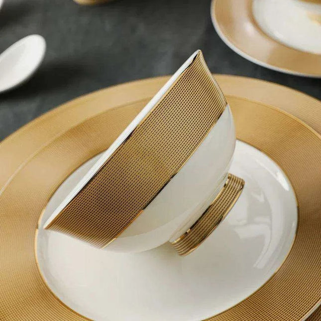 Luxurious Japanese Dining Set with Elegant Gold Ceramic Utensils for Elevated Mealtime Experience