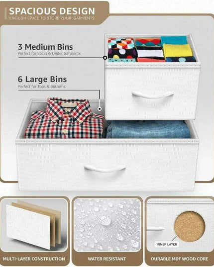 Modern 9-Drawer Dresser with Steel Frame and Wood Top - Stylish Storage Solution