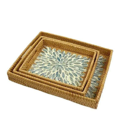 Vibrant Artisan Seashell Rattan Bowl - Handcrafted Storage Solution with Natural Elegance