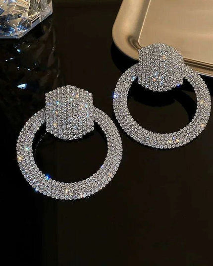 Vibrant Heart-Shaped Crystal Drop Earrings - Dazzling Rhinestone Statement Jewelry for Women with Bold Oversized Charm