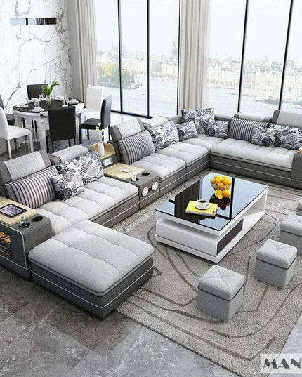 Innovative Bluetooth U-Shaped Convertible Sofa Bed with Integrated Sound System - Customize Your Ideal Hue!