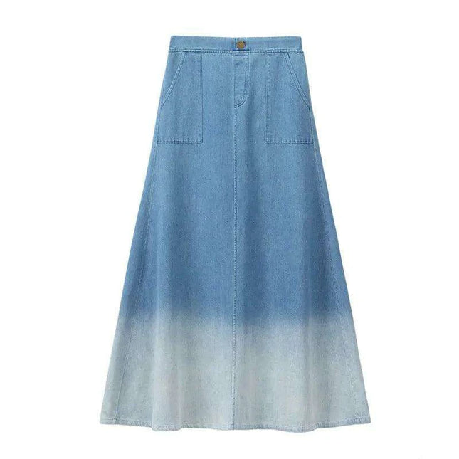 Stylish Washed Denim Maxi Skirt for Teen Girls and Women - Must-Have Spring/Summer Fashion Piece