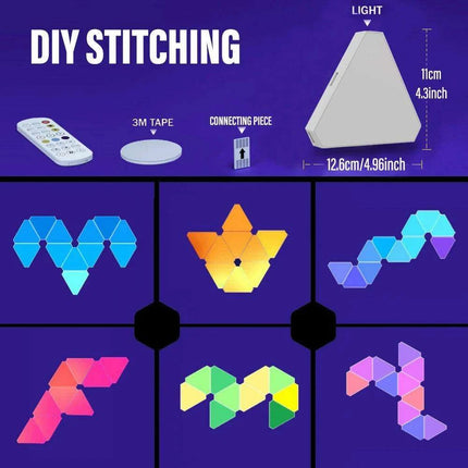 Illuminating RGB Triangle Wall Fixture with 60 Scene Modes & Music Synchronization for Enchanting Atmosphere