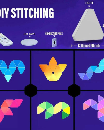 Illuminating RGB Triangle Wall Fixture with 60 Scene Modes & Music Synchronization for Enchanting Atmosphere