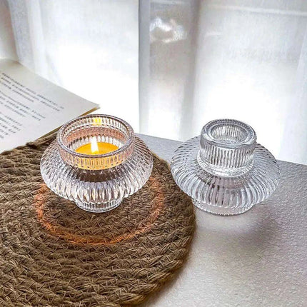 Elegant Double-Sided Glass Candle Holder - Ideal for Weddings and Special Occasions