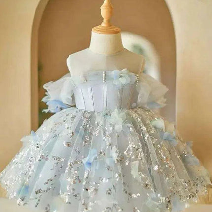 Charming Pink Princess Ball Gown for Girls - Ideal for Weddings, Birthdays, and Baptisms - A4134