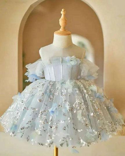 Charming Pink Princess Ball Gown for Girls - Ideal for Weddings, Birthdays, and Baptisms - A4134