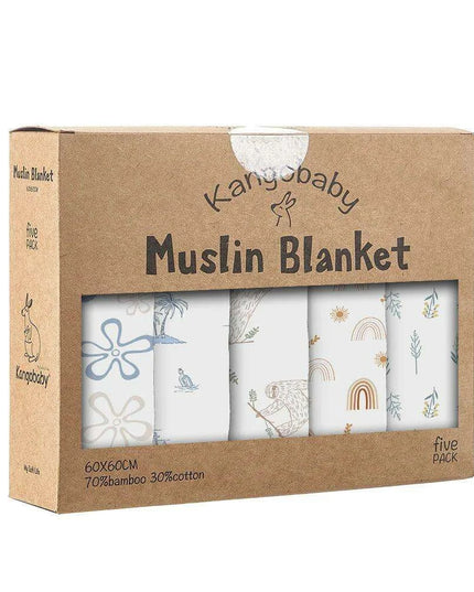 Kangobaby Luxurious 5-Piece Baby Blanket Set - Soft Bamboo Cotton Comfort for Your Baby
