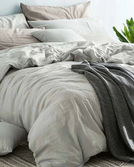 Luxurious French Linen Bedding Set - Enzyme Washed Four-Piece Collection