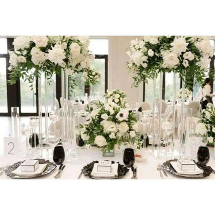 Stylish Transparent Acrylic Geometric Flower Vase Collection - 10 High Stands (60cm)