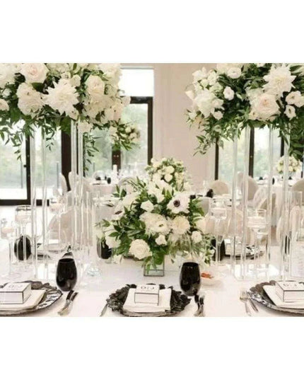 Stylish Transparent Acrylic Geometric Flower Vase Collection - 10 High Stands (60cm)