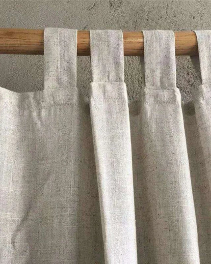 Elegant Customizable Beige Cotton Linen Semi-Blackout Curtains for Home & Cafe