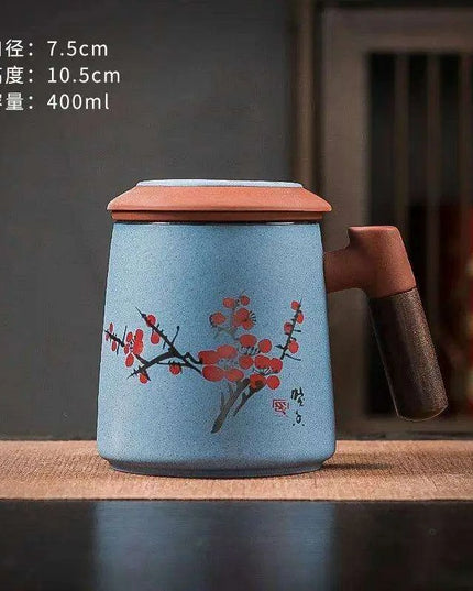 Sophisticated Purple Clay Travel Tea Mug Set with Infuser and Lid - 400ml for Office and Leisure