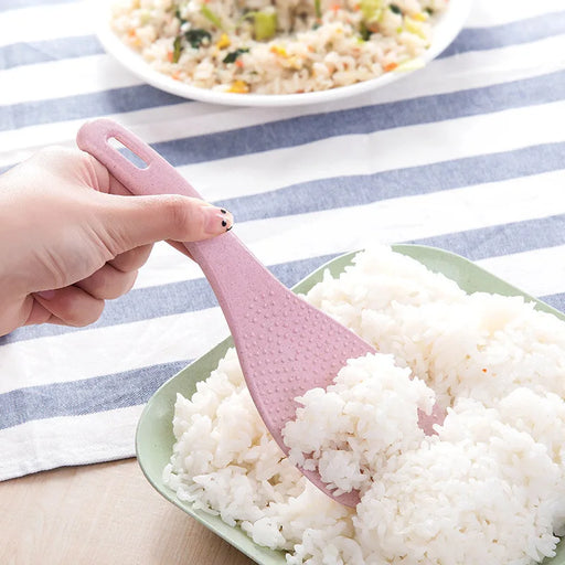 Ergonomic White Plastic Rice Scoop with Easy-Clean Non-Stick Surface