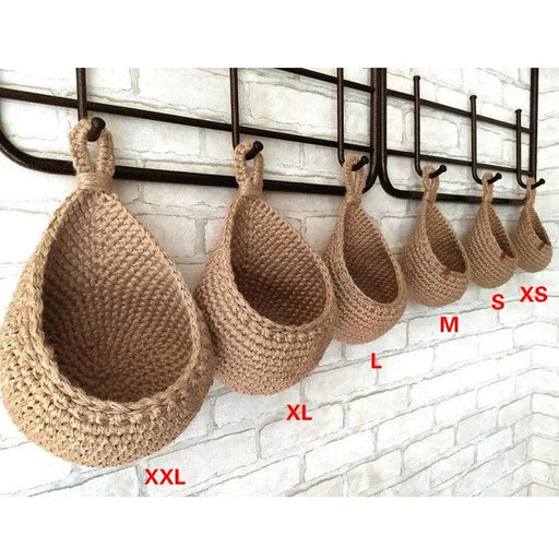 Handcrafted Jute Rope Wall Basket for Organizing Produce