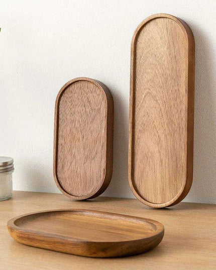 Japanese-Inspired Solid Wood Round Dessert Serving Plate - Ideal for Snacks & Dried Fruits