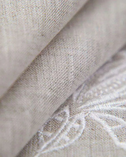 Iris Blossom Embroidered Linen Napkin Collection - Luxurious European Flax Tableware