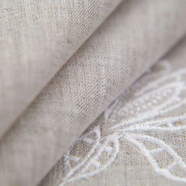 Iris Blossom Embroidered Linen Napkin Collection - Luxurious European Flax Tableware