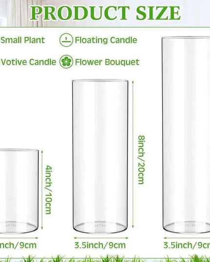 Elegant 24-Piece Borosilicate Glass Cylinder Vase Set: Three Size Options for Versatile Decor