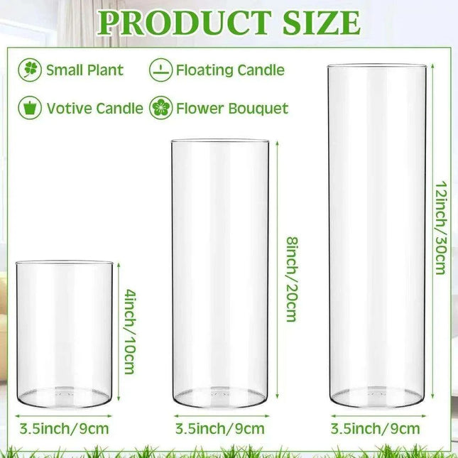 Elegant 24-Piece Borosilicate Glass Cylinder Vase Set: Three Size Options for Versatile Decor