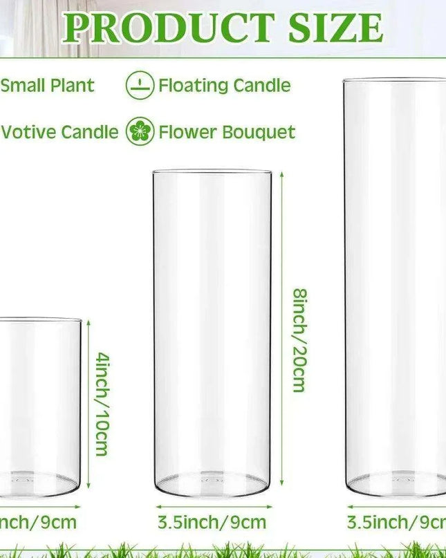 Elegant 24-Piece Borosilicate Glass Cylinder Vase Set: Three Size Options for Versatile Decor