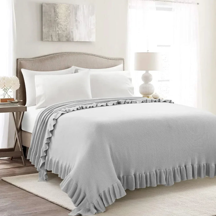 King Bed Linen Set Reyna 3-Piece Ruffled Comforter Bedding Set With Pillow Shams