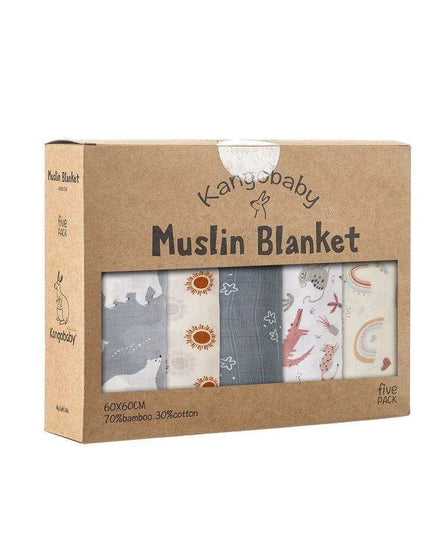 Kangobaby Luxurious 5-Piece Baby Blanket Set - Soft Bamboo Cotton Comfort for Your Baby