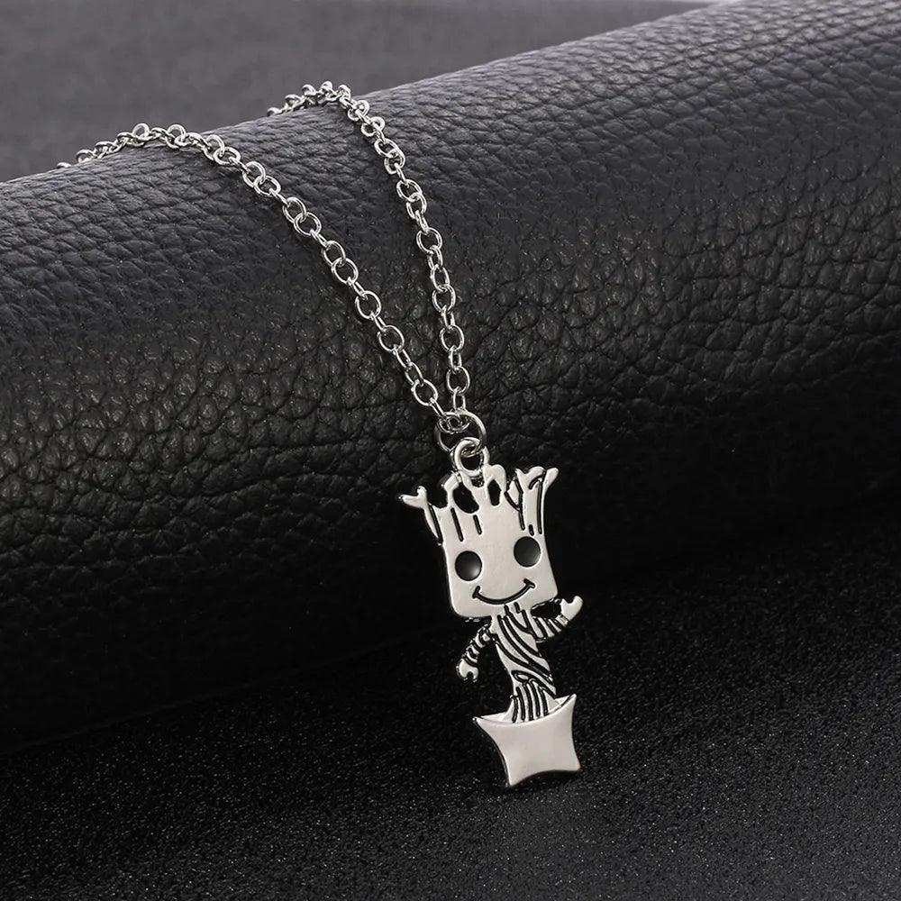 Groot Cartoon Pendant Necklace - Trendy Sci-fi Accessory for Her