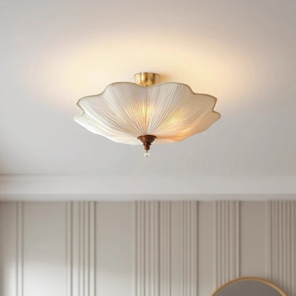 Meian Retro Lotus-Leaf White Ceiling Light - Eye Protection, Elegant D