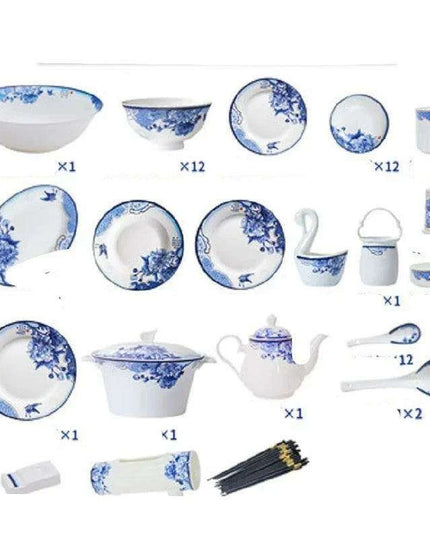 Elegant Blue and White Porcelain Dining Collection: Elevate Your Dining Experience with Timeless Charm