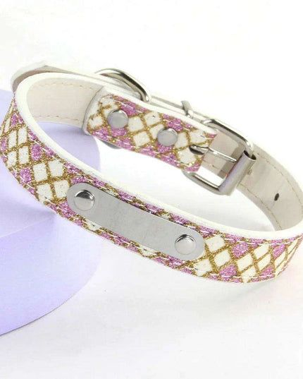 Glamorous Personalized Engraved Leather Dog Collar with Sparkling Accents
