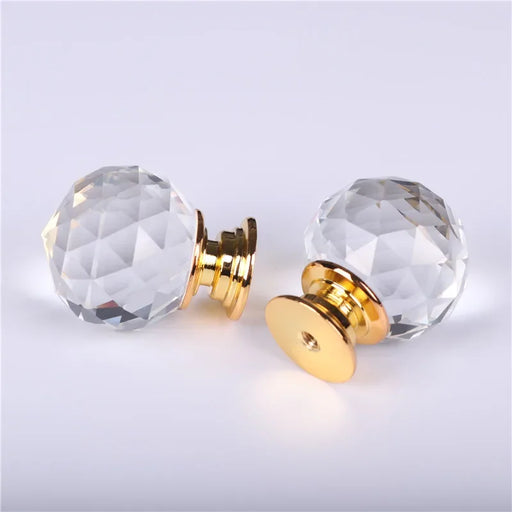Clear Crystal Glass Knob Set - Elegant Cabinet and Drawer Hardware with Zinc Alloy Base