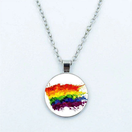 Vibrant Customizable Rainbow Glass Pendant Necklace for Love and Pride Celebration