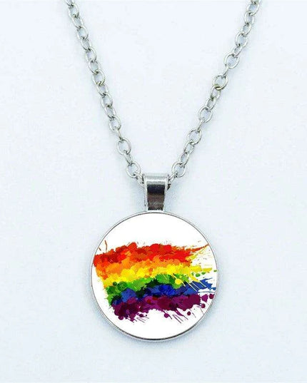 Vibrant Customizable Rainbow Glass Pendant Necklace for Love and Pride Celebration