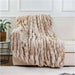 Cozy Beige Ruched Faux Fur Throw - Luxurious Reversible Mink Fleece