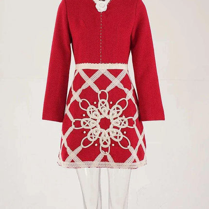 A-Line Evening Dress with 3D Floral Embellishments and Pearl Waist Detail