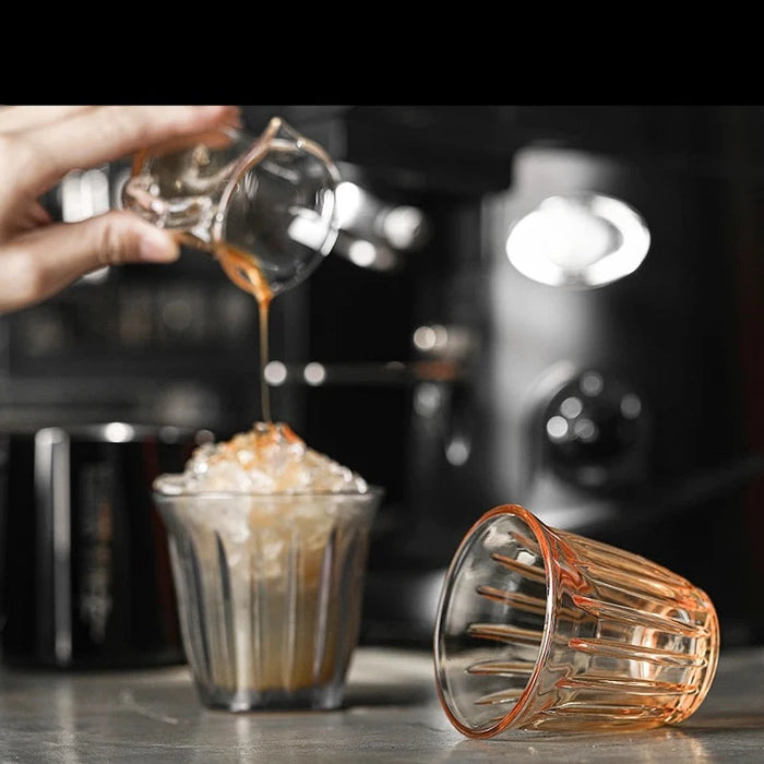 Chic Electroplated Glass Coffee Cup Set with Vacuum Insulation