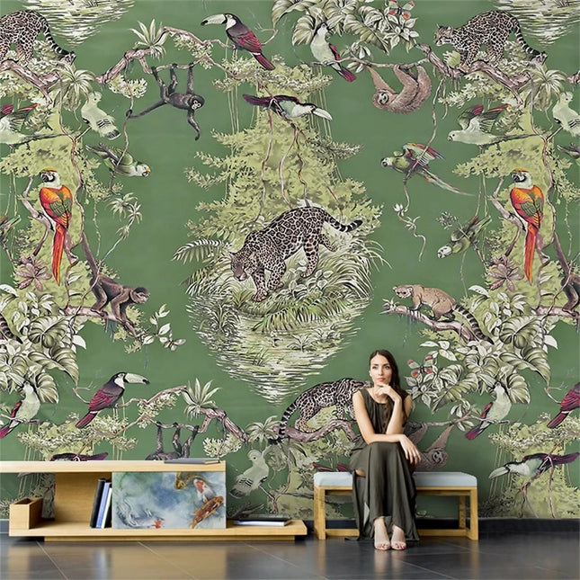 3D Southeast Asia Animal & Plant Mural Wallpaper – Custom Size, Multi-Material
