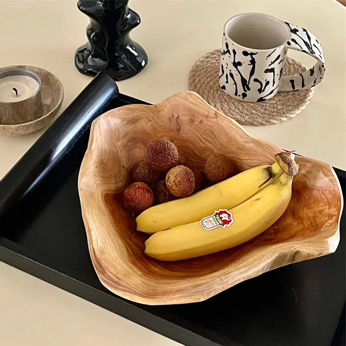Cedar Root Wooden Bowl - Handcrafted Eco-Friendly Tableware for Fresh Produce and Snacks