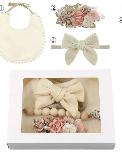 Charming Holiday Floral Baby Bib Set with Pacifier Clip - Perfect Christmas Gift