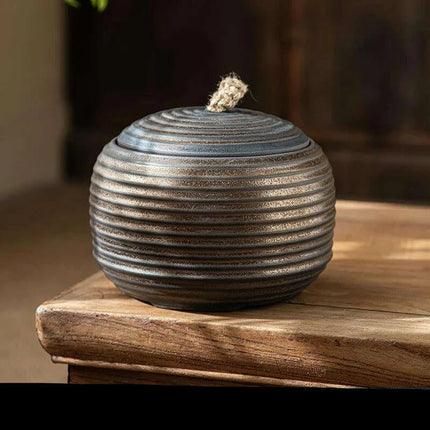 Elegant Vintage Gilt Ceramic Tea Pot - Artistic Storage Solution and Stylish Home Accent