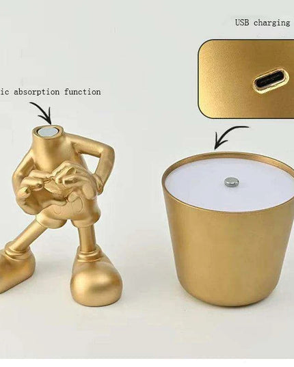 Illuminating Elegance: Golden Charging Desk Lamp with Italian Resin Accent