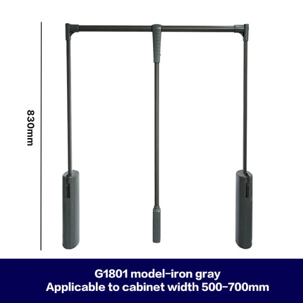 Retractable Pull-Down Wardrobe Rail — Hydraulic Double Buffer, 35kg, Aluminium | Très Elite
