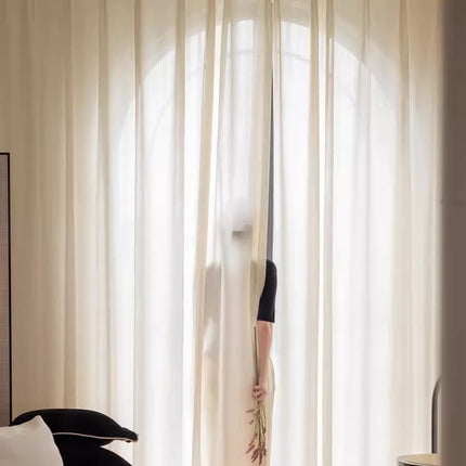 Custom Sheer Tulle Curtains - White & Beige, Multiple Sizes