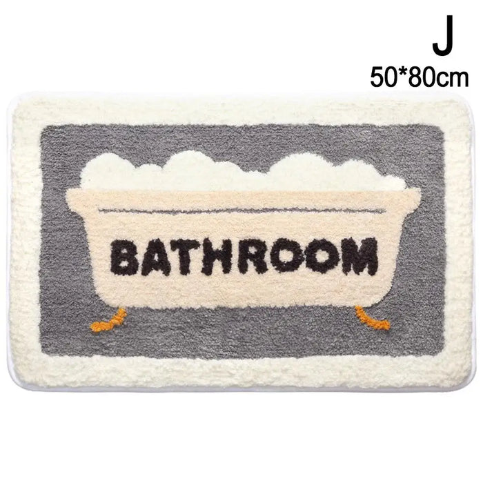 Colorful Absorbent Bathroom Mat with Rainbow Pattern - Luxurious Faux Cashmere Non-Slip Rug