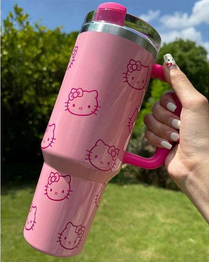 Hello Kitty 40Oz Insulated Stainless Steel Mug with Handle and Straw